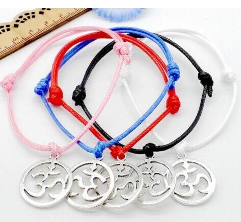 Yoga OM Bracelets For Women Wax Cord String Charms Bracelet Fashion Jewelry Adjustable Bracelets Party Gothic Friendship Gift Bijoux