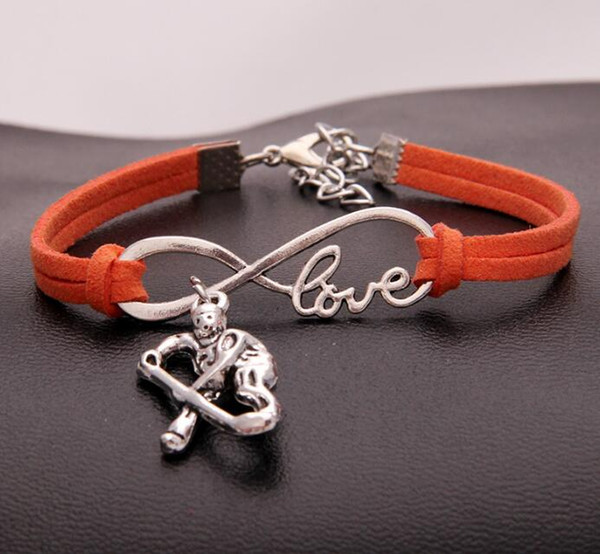 Vintage Silver LOVE Infinity Ice Hockey movement Bracelet Bangle For Women Mixed Color Velvet Rope Charms Bracelets For Men Women Jewelry