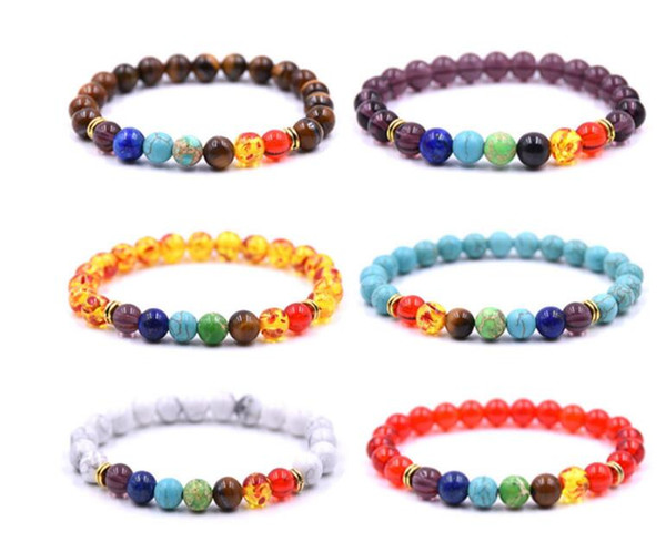 Lava Rock Bead Bracelets Natural Stone Punk 7 Chakra Stone Cuffs Charm Bangles Turquoise Bracelet For Women Punk Fashion Jewelry Gift New