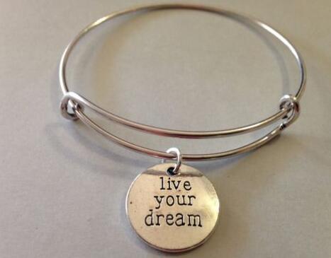 Vintage Silver Charms Expandable Wiring Live Your Dream Never Give Up Believe In Love Karma Love and Be Loved Bracelet Bangles Women Jewelry