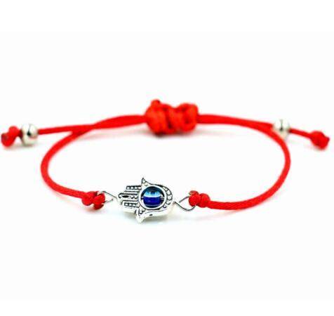 Evil Eye String Hamsa Hand Bracelets Adjustable Bracelets Lucky Red Bangle Vintage Silver Charm Bracelets Fashion Jewelry Craft Gift 50pcs