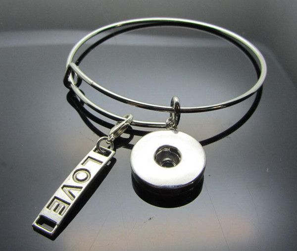 Connect Love Snaps Button Charm Expandable Bracelet Bangles For Women Wiring Noosa Snaps Button Bangles Vintage Silver Jewelry Accessories