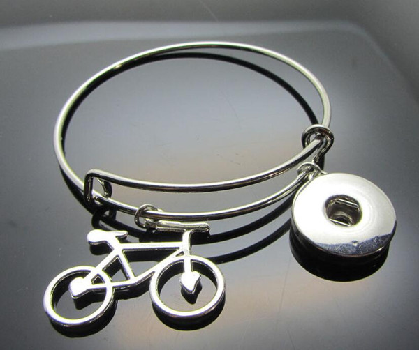 Bicycle Snaps Button Charm Expandable Bracelet Bangles For Women Wiring Noosa Snaps Button Bike Bangles Vintage Silver Jewelry