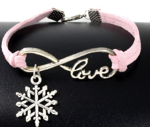 10pcs Vintage Silver Love Infinity Christmas Snowflakes Charms Bracelets Bangle For Women Mixed Color Velvet Rope Bracelet Jewelry Gift