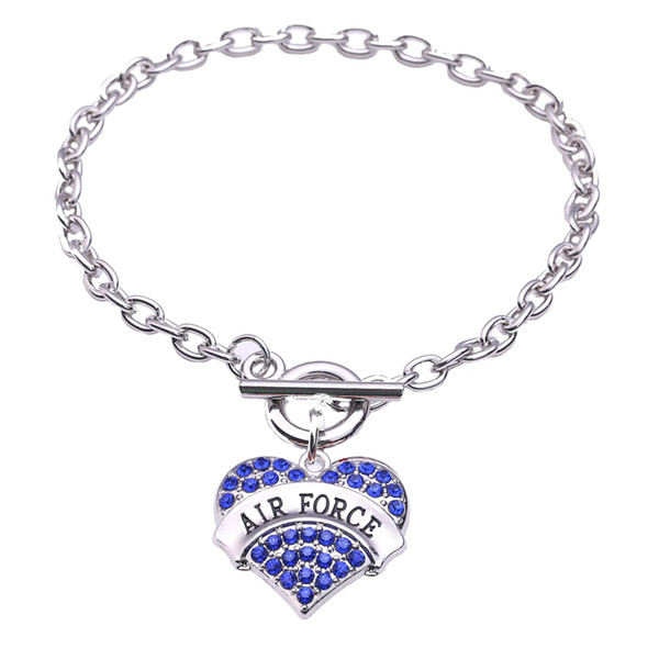 AIR FORCE Charm Bracelet Crystal Heart Shaped South America Retro Pulseira Pendants Wheat Bracelets for Gift