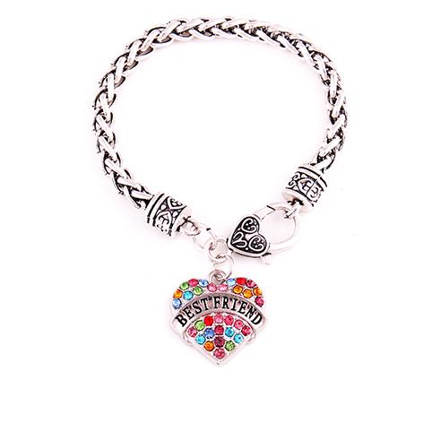 Colorful Crystal Heart Charms Bracelet Best Friend Bracelets Love For Women Men Friendship BFF Jewelry Gifts