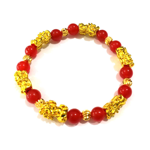 Women Men Gold Pi Xiu Beads Bracelet Cuff Bracelet Chinese Feng Shui Jewelry