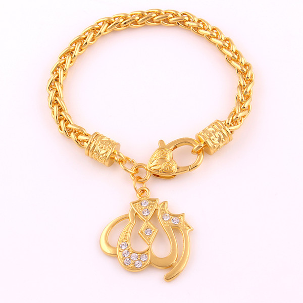 Apricot Fu Fashion 5pcs a lot Pendant Gold Urdu Prayer Fashion Religious Wheat Link Chain Bracelet Jewelry