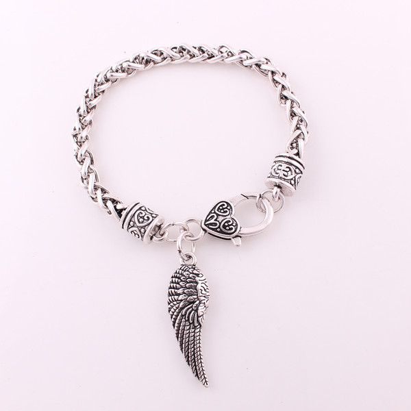 Wholesale-Best Deal New Rhodium Plated Angel Wings Jewelry Dove Peace Wheat Bracelet For Women Lady Beauty Perfect Gift