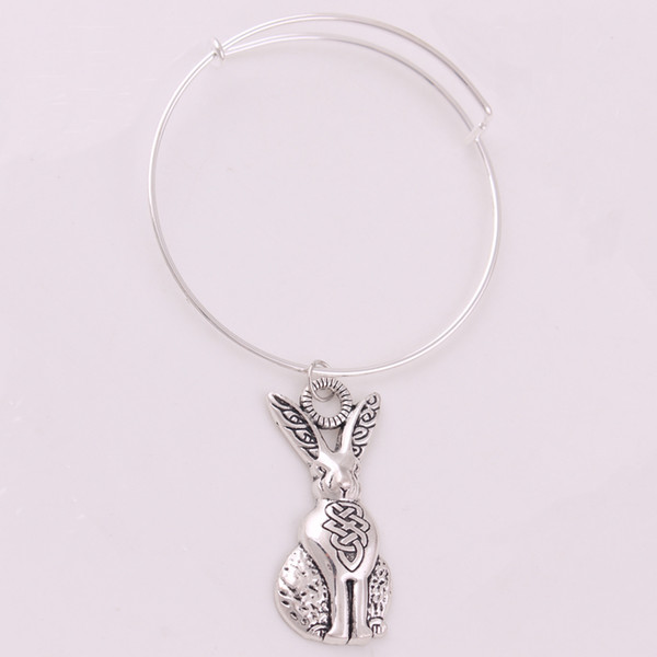 New Style Antique Silve Hare with Knot Pendant Mythology Nordic Viking Religious Animal Talisman Bangle Bracelet