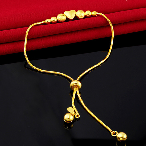 Trend Fashion Products Love Heart Transfer Beads Women's Gold Bracelet