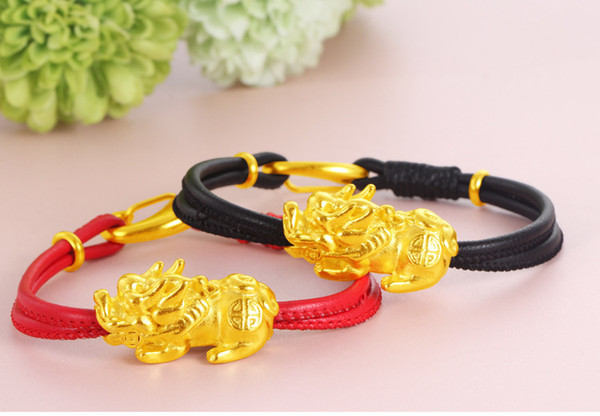 Men and women red and black leather leather rope bracelet