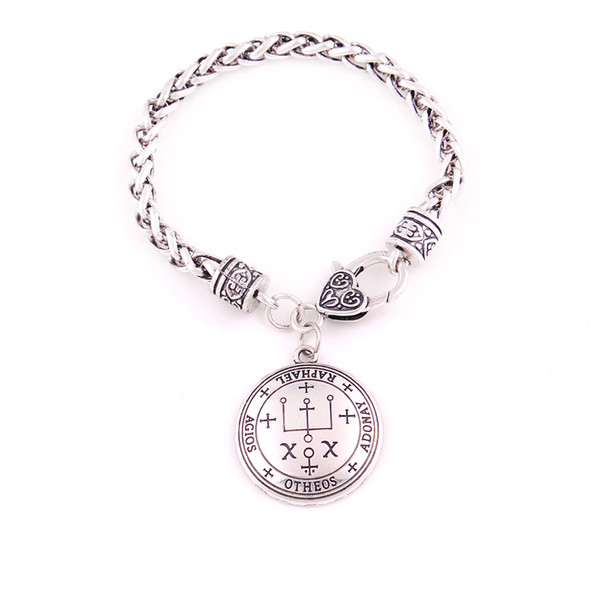 Sigil of Archangel Gabriel Enochian Archangel RAPHAEL Talisman Angel Tibetan Charm Wheat Chain Bracelets India Hindoo Fashion Jewelry