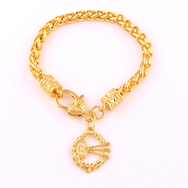 New Styles Good Gold Dart Board And Darts Leaf Design Pendant Charm Wheat Link Chain Bracelet