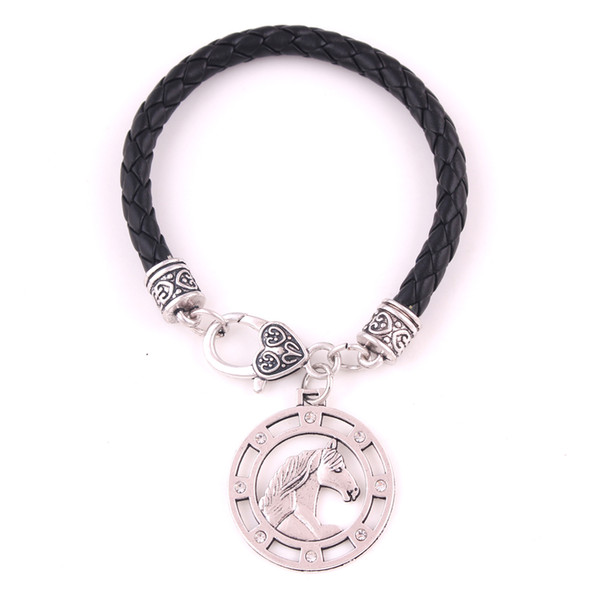 HL0086 Factory direct sales fashion new design viking bracelet leather rope adjustable bangles horse amulet couple religious jewelry