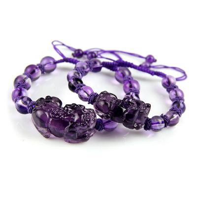 FWSJ002 additive amethyst pixiu bracelets natural stone crystal bead bracel Men and women couple jewelry hand piixu bracelet gift wholesale