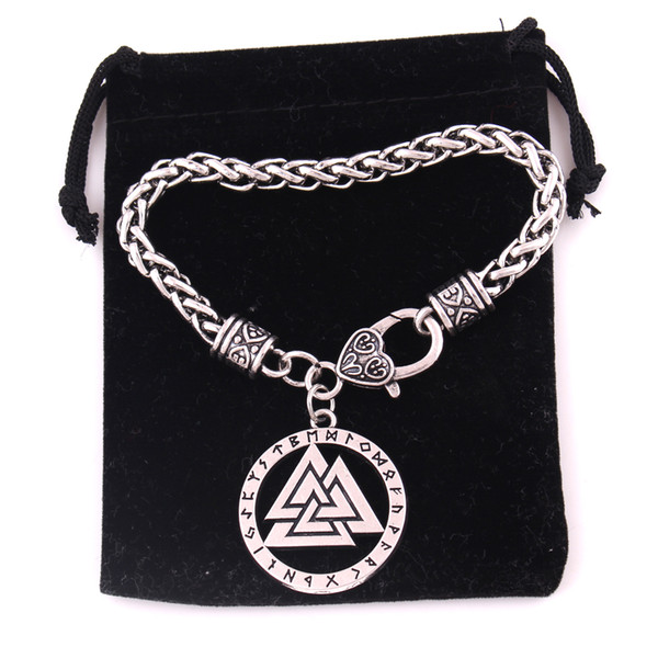 HL0065 Factory direct sales nordic Symbol Viking bracelets twist chain and the leather rope chains bangles adjustable religious new jewelry