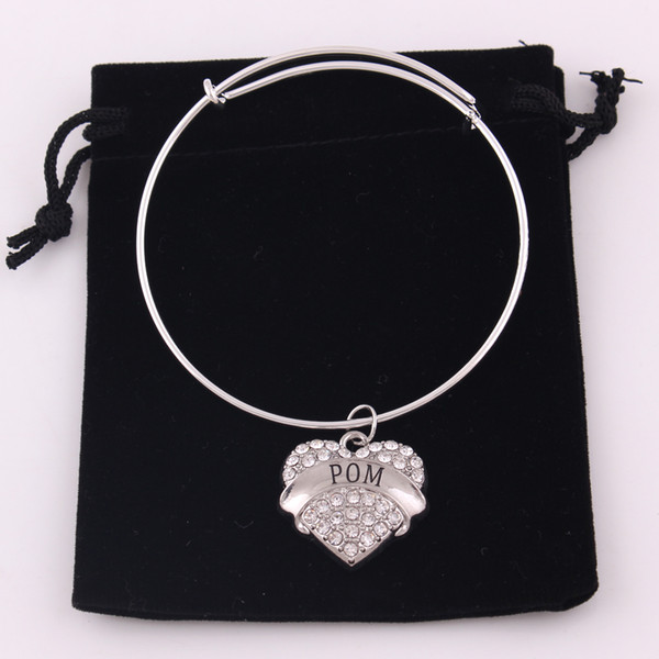 TX0023 Factory direct sales shiny zircon heart shape charm pom my girl bracelet adjustable bangles for girlfriend gift jewelry