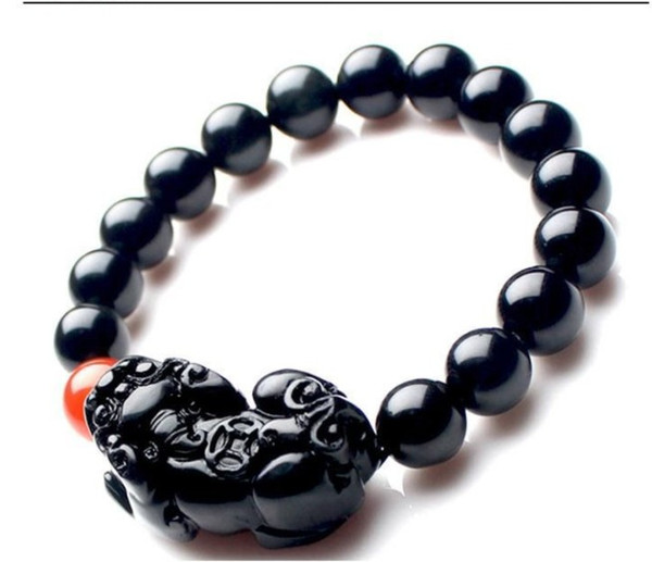 SX002 Fashion new design pixiu bracelet animal Pi Xiu Pi Yao Bracelet Natural beads obsidian piyao bracelet 10 mm ladies charm gift jewelry