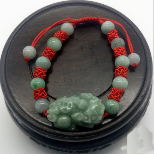 YM001 Jade hand-carved pixiu bracelet handmade natural stone crystal bead bracelet woven red rope bracelet beaded jewelry wholesale