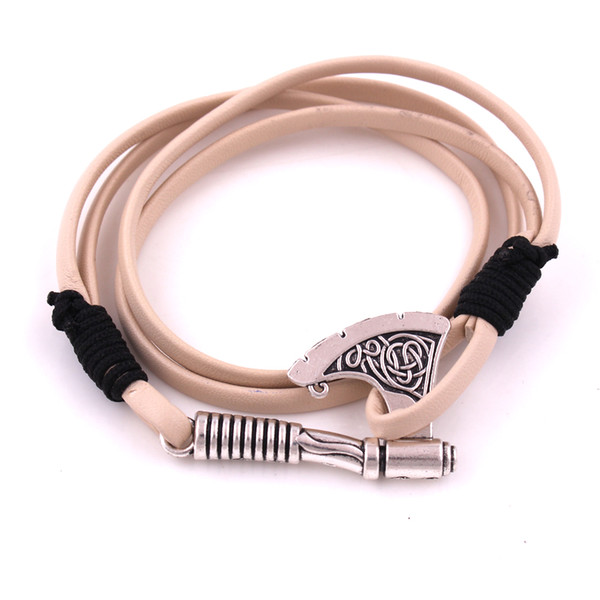 HL0088 Factory direct sales Viking Axe Pendant bracelet Multilayer leather amulet bangles European couple religious jewelry