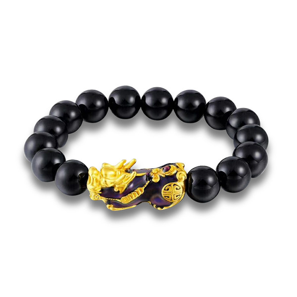 LSY002 Natural Obsidian Gold plated change color Bracelet alloy adjustable bracelet Black Agate Gold Bracelet European men jewelry