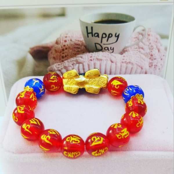 BXZ006 Fashion new design change color pixiu bangles sand gold enamel bracelets for men and women bracelets agate beads pixiu jewelry