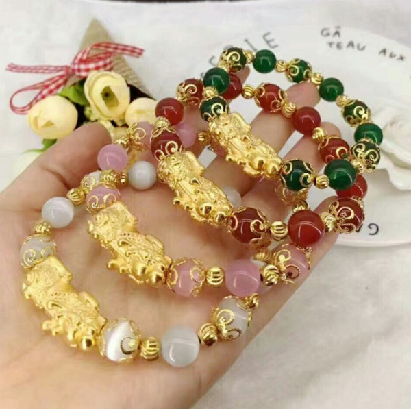 BXZ008 Fashion new design Gold plated pixiu bracelet Pi Xiu Pi Yao Bracelet hand pixiu jewelry lucky piyao beads bracelet lucky bangles