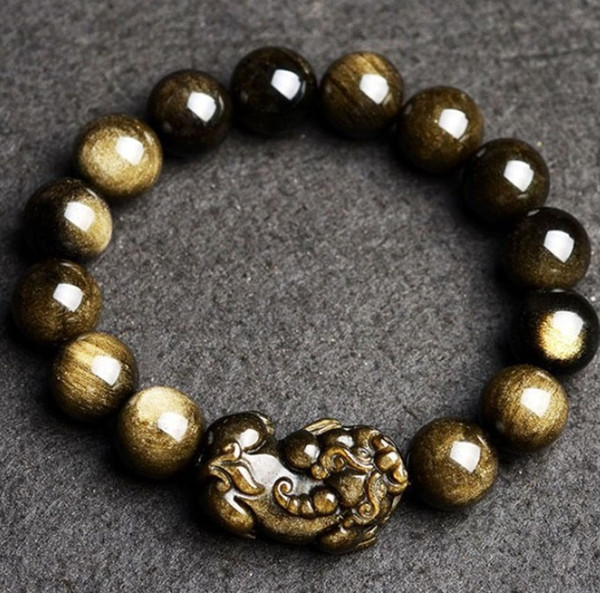 NS001 Natural Gemstone animal zodic Bracelet Pi Xiu Pi Yao Bracelet adjustable bangles Obsidian cute Elbow shape Crystal Bracelet wholesale
