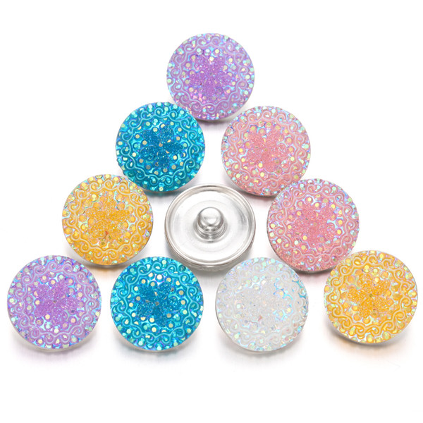 Interchangeable Jewelry Noosa Chunks Summer Style Colorful Resin 18mm Snap Button DIY Charms Fit Metal Snap Button Bracelet Bangles