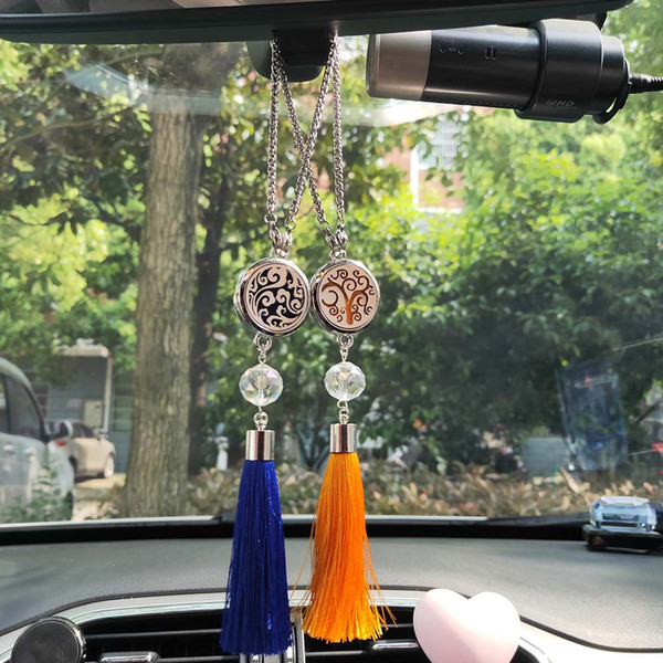 New Perfume Car Ornaments Pendant Car Air Freshener Stainless Steel Tree of Life Locket Pendant Essential Oil Diffuser Jewelry