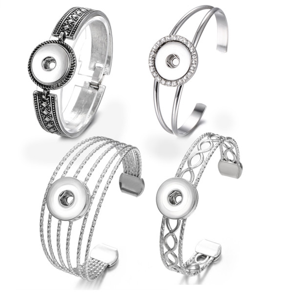 New snap jewelry Silver Cuff Bracelet fit 18mm Noosa chunk snap button Bracelet for women Men