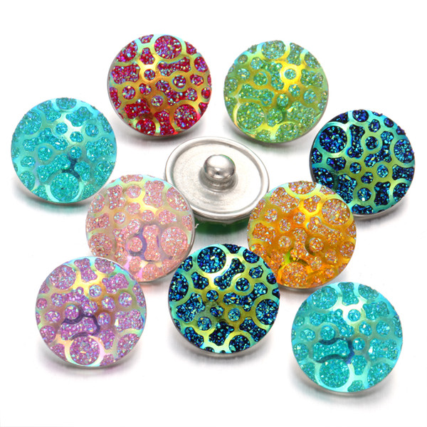 Noosa Chunks Snap Button Jewelry Interchangeable Charms Handmade Shinny Resin 18mm Snap Buttons Fit Leather Snaps Bracelet Buttons Jewelry