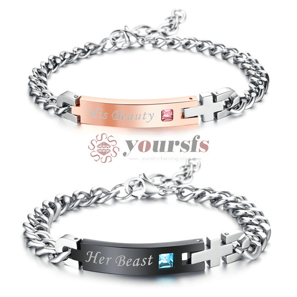 Yoursfs True Love Pair Bracelet 2-piece set Stainless Allergic Lover CZ Zirconia Armlet Pair