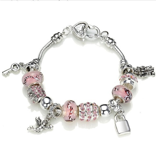 Hot Sales Fine Women Bracelet 925 Sterling Silver Crystal Bead Angel Gift Charm Bracelets Love Brand Jewelry Bracelets & Bangles For Women