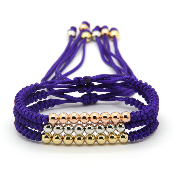 Wholesale 10pcs/lot Best Gift Fashion Jewelry 6mm Purple String Anil Arjandas Mix Colors Braiding Macrame Cz Beads Bracelet