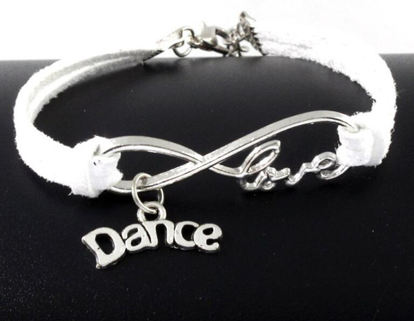 10pcs Vintage Silver Love Infinity Dance Charms Bracelets Bangle For Women Mixed Color Velvet Rope Bracelet Jewelry Gifts Accessories