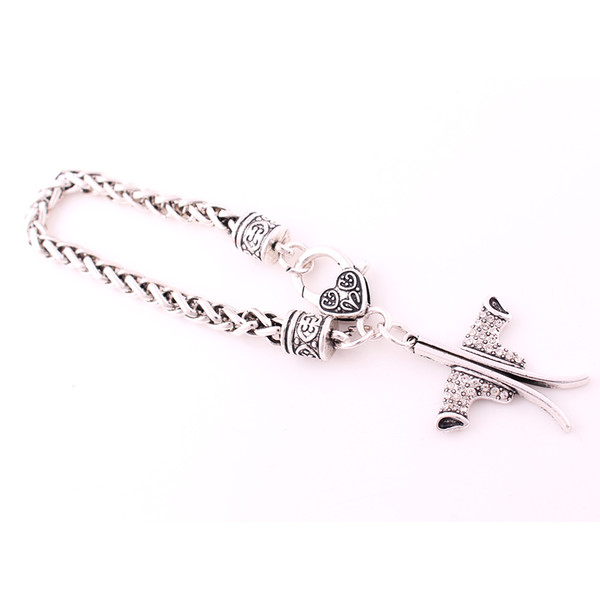 High Quality Silver Studded With Crystal Ski Shoes And Ski Board Charm Pendent Wheat Chain Bracelet