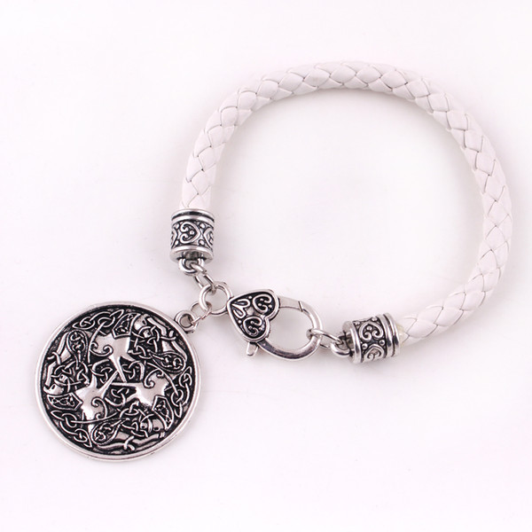 EPONA Horse Warrior White Leather Chain Bracelet Equine Goddess Amulet Animal Jewelry Best Gift