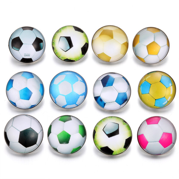 Wholesale Sports football Jewelry Noosa Snaps Buttons chunk Interchangeable jewelry Ginger 18mm Glass Snap buttons for Snap Bracelet Bangle