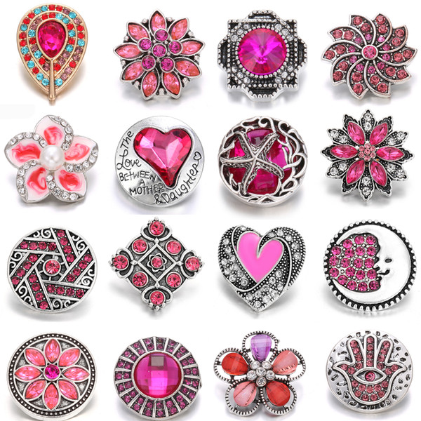 New Snap Jewelry Mixed Exotic Flower 18mm Metal Snap Buttons For DIY Snap Bracelet Bangles Noosa Chunk Buttons Jewelry