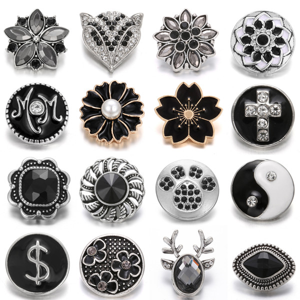 New Noosa Chunk Jewelry Rhinestone Flower 18mm Metal Snap Buttons fit snap button bracelet buttons jewelry