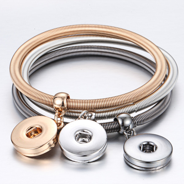 Noosa Snap Bracelet Charms Gold Silver Elastic Snap Button Bracelet Bangles Fit Noosa Snap Jewelry 18mm Snaps Buttons