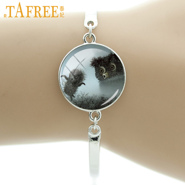 TAFREE Hedgehog In The Fog charm Bracelet animal style metal for Handmade Fashion round Glass Bracelets for women jewelry H224