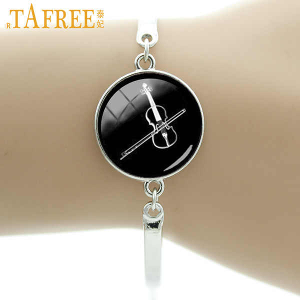 TAFREE Vintage elegant Violin musical instrument bracelets simple abstract fiddle bracelet music likers men women jewelry T855