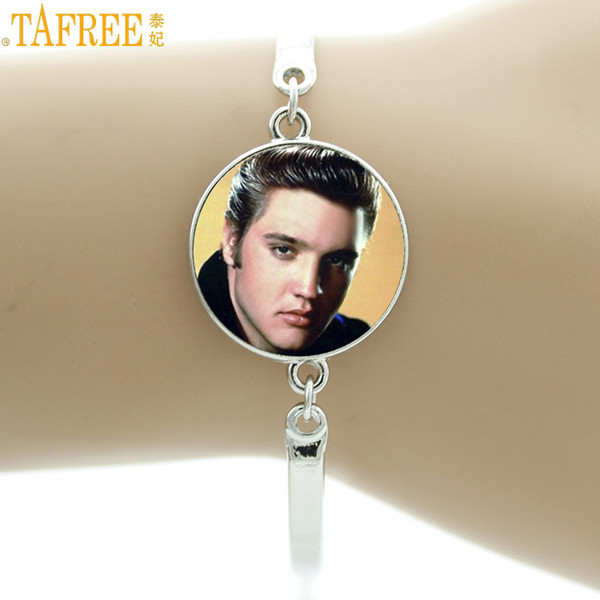 TAFREE super star rock singer Elvis Presley bracelets music liker Elvis Presley fans musician jewelry for men women charms NS488