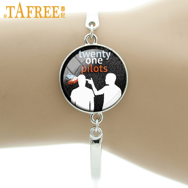 TAFREE Twenty One Pilots Music Band charm Bracelet as a special birthday offer fans for like Hip-Pop round Glass jewelry H269