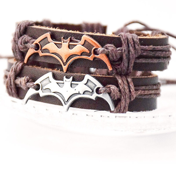 Batman Bracelet Super Hero Batman Dart Bracelet Leather Adjustable Bracelets Bangle Cuffs Fashion Jewelry Valentine Gift Drop Shipping