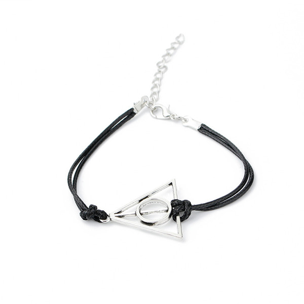 Harry the Deathly Hallows Bracelet Ancient Silver Triangle Charm Potter Fans Fashion Jewelry Will and Sandy Drop Shipping