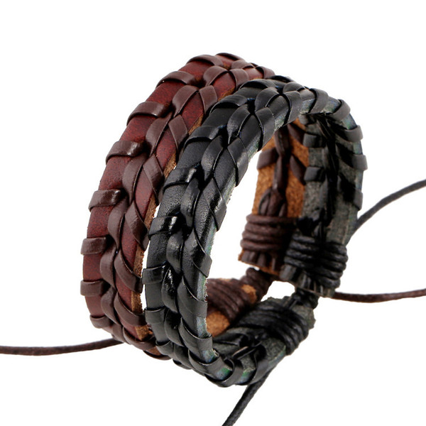 Weave Leather Bracelet Lace Splicing Bracelets Wristband Hand Ties Men Women Fashion Jewelry Will and Sandy Drop Ship